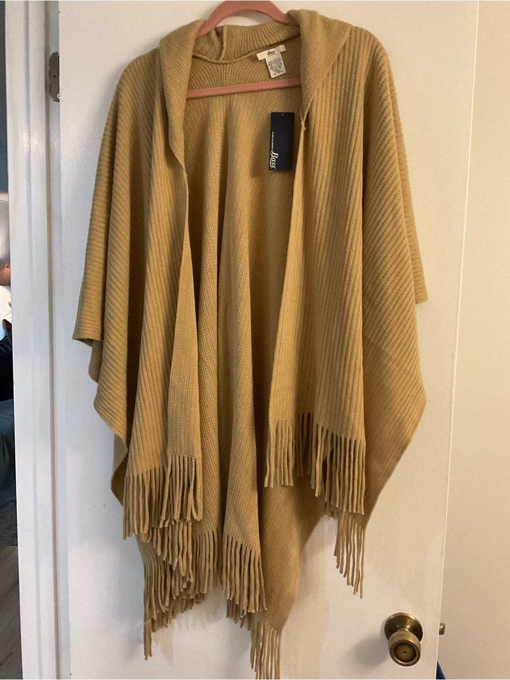 WWT Khaki Ruana with Fringe